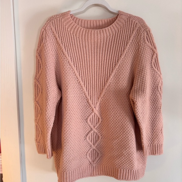 Karl Lagerfeld Sweaters - KARL LAGERFELD Paris Blush Pink Oversized Cable Knit Sweater – Women’s Size XL